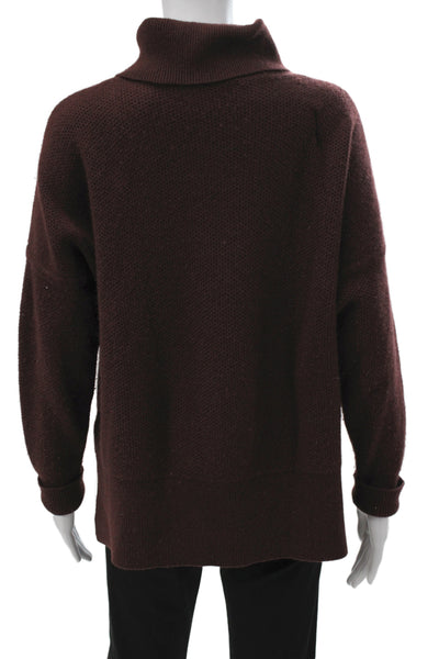 Kokun Unisex Pullover Cashmere Turtleneck Long Sleeve Brown Sweaters Size M