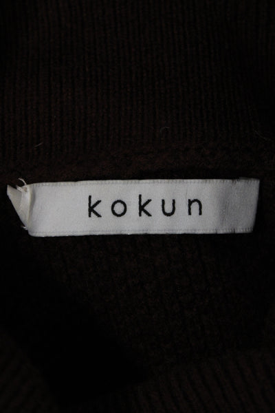 Kokun Unisex Pullover Cashmere Turtleneck Long Sleeve Brown Sweaters Size M