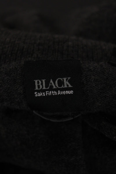 Black Saks Fifth Avenue Unisex Dark Gray Wool Fair Isle Henley Size M