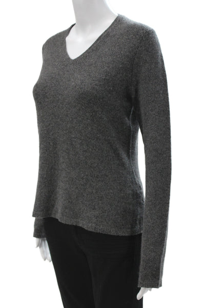 Tse Unisex V-Neck Cashmere Silk Pullover Sweater Dark Gray Long Sleeve Size M