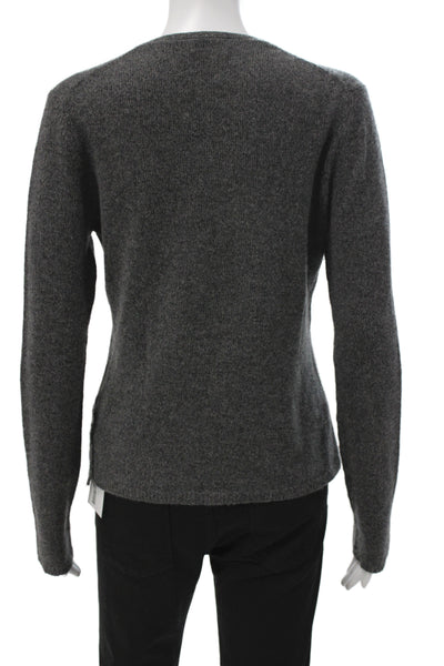 Tse Unisex V-Neck Cashmere Silk Pullover Sweater Dark Gray Long Sleeve Size M
