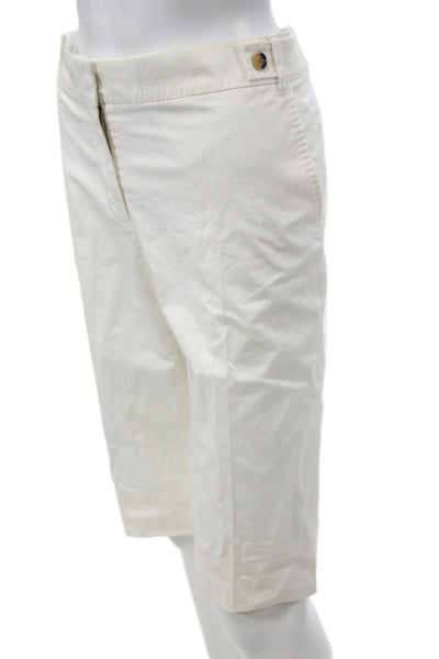 CH Carolina Herrera Unisex Bermuda Chino Shorts White Button Size 10