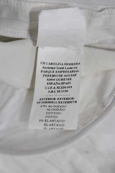 CH Carolina Herrera Unisex Bermuda Chino Shorts White Button Size 10
