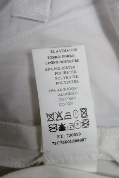 CH Carolina Herrera Unisex Bermuda Chino Shorts White Button Size 10