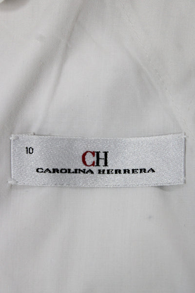 CH Carolina Herrera Unisex Bermuda Chino Shorts White Button Size 10