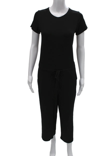 Eileen Fisher Women Black Short Sleeve Round Neck Jumpsuit Size PP