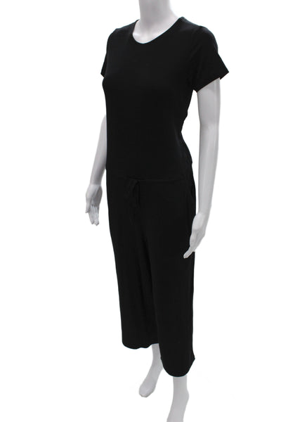 Eileen Fisher Women Black Short Sleeve Round Neck Jumpsuit Size PP