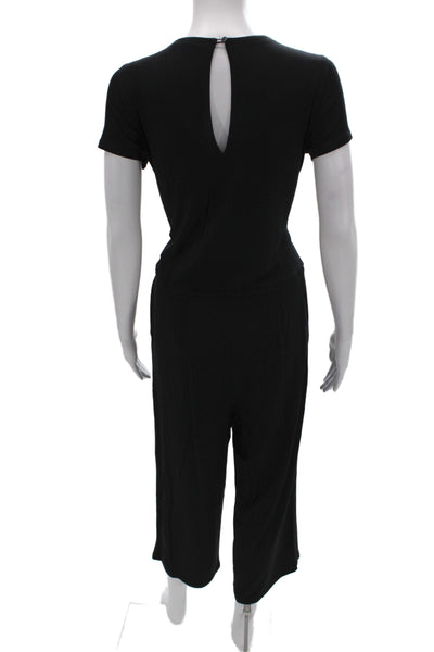 Eileen Fisher Women Black Short Sleeve Round Neck Jumpsuit Size PP