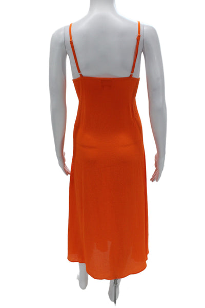 Solid & Striped Womens Midi Dress Orange V-Neck Sleeveless Size S