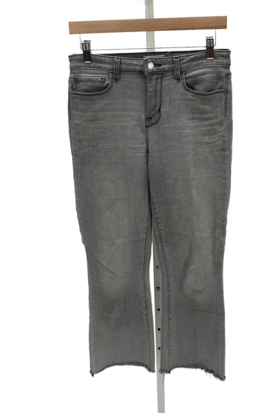 L'Agence Women Cropped Flared Jeans Gray High Rise Size 26