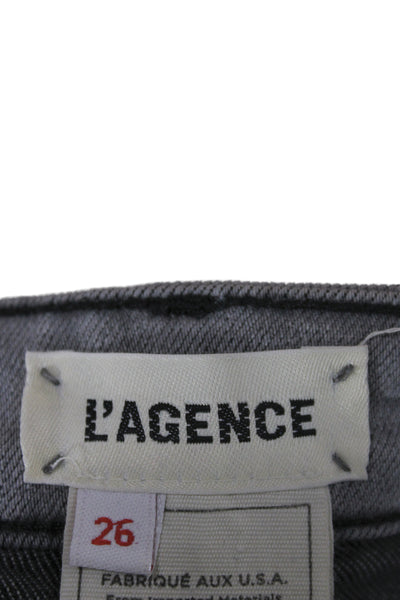 L'Agence Women Cropped Flared Jeans Gray High Rise Size 26