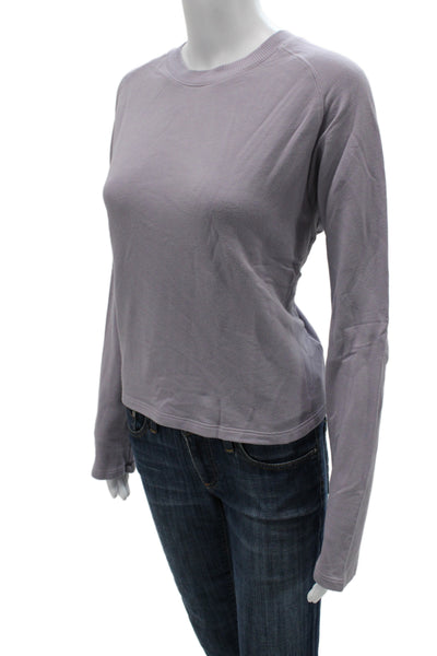 Monrow Womens Basic Jersey T-Shirt Purple Crew Neck Long Sleeve Size M