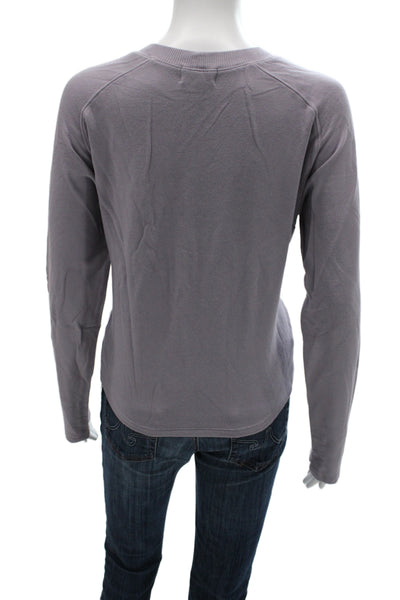 Monrow Womens Basic Jersey T-Shirt Purple Crew Neck Long Sleeve Size M
