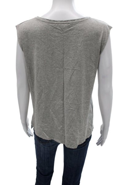 Maje Womens Gray Cotton Sleeveless Basic T-Shirt Round Neck Animal Print Size 1