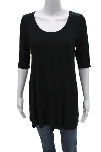 Eileen Fisher Women Black Tunic 3/4 Sleeve Round Neck Rayon Lycra Size PS