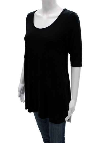 Eileen Fisher Women Black Tunic 3/4 Sleeve Round Neck Rayon Lycra Size PS