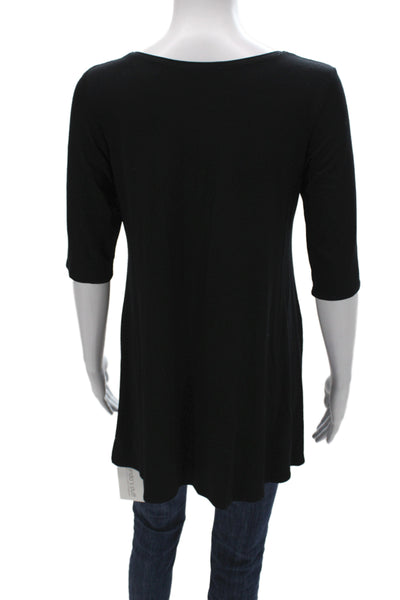 Eileen Fisher Women Black Tunic 3/4 Sleeve Round Neck Rayon Lycra Size PS