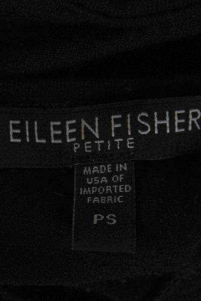 Eileen Fisher Women Black Tunic 3/4 Sleeve Round Neck Rayon Lycra Size PS