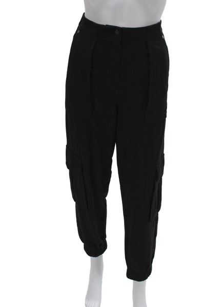 Allsaints Unisex Cargo Jogger Pants Black 100% Cotton Button Inseam 26 Size 6