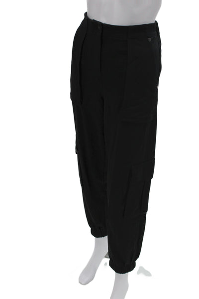 Allsaints Unisex Cargo Jogger Pants Black 100% Cotton Button Inseam 26 Size 6