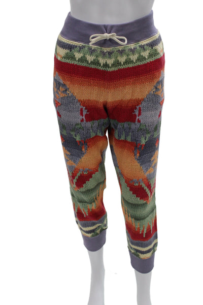 Polo Ralph Lauren Unisex Jogger Sweatpants Purple Fair Isle Drawstring Size S