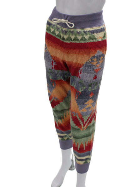 Polo Ralph Lauren Unisex Jogger Sweatpants Purple Fair Isle Drawstring Size S