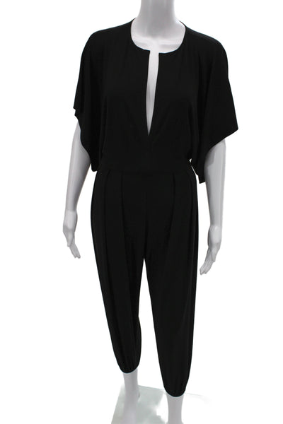 Norma Kamali Women V-Neck Short Sleeve Black Jumpsuit Size XS