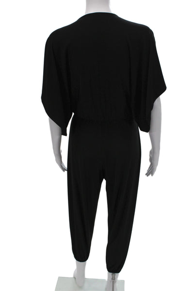 Norma Kamali Women V-Neck Short Sleeve Black Jumpsuit Size XS