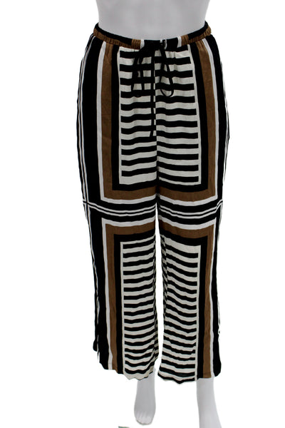 Dissh Womens Jogger Pants Black Geometric 100% Viscose Drawstring Size 2