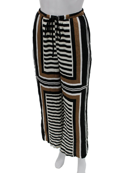 Dissh Womens Jogger Pants Black Geometric 100% Viscose Drawstring Size 2
