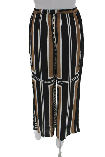 Dissh Womens Jogger Pants Black Geometric 100% Viscose Drawstring Size 2