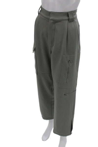 Line Unisex Cropped Cargo Pants Gray Polyester Spandex Buckle Size M