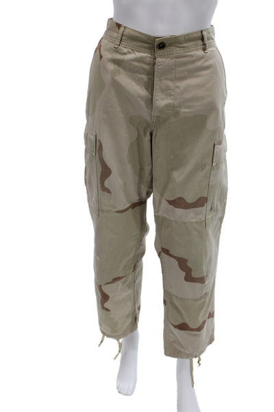 Riley Unisex Cargo Pants Beige Camo Cotton Buckle Inseam 28 Size S