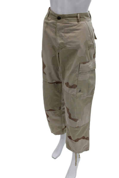 Riley Unisex Cargo Pants Beige Camo Cotton Buckle Inseam 28 Size S