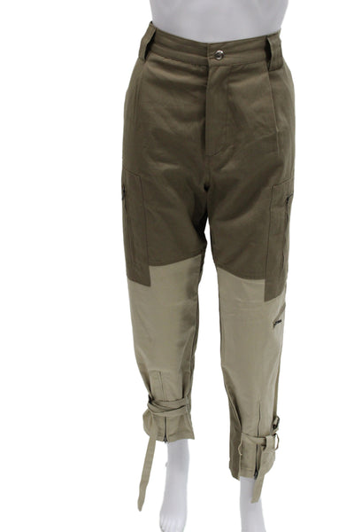 Kimberly Taylor Unisex Cropped Cargo Pants Brown Cotton Button Size M