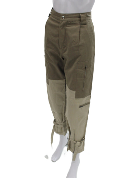 Kimberly Taylor Unisex Cropped Cargo Pants Brown Cotton Button Size M