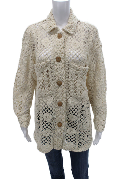 Zara Womens Beige Collared Button Long Sleeve Jacket Bohemian Size XS
