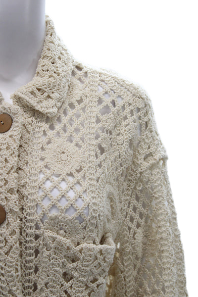 Zara Womens Beige Collared Button Long Sleeve Jacket Bohemian Size XS