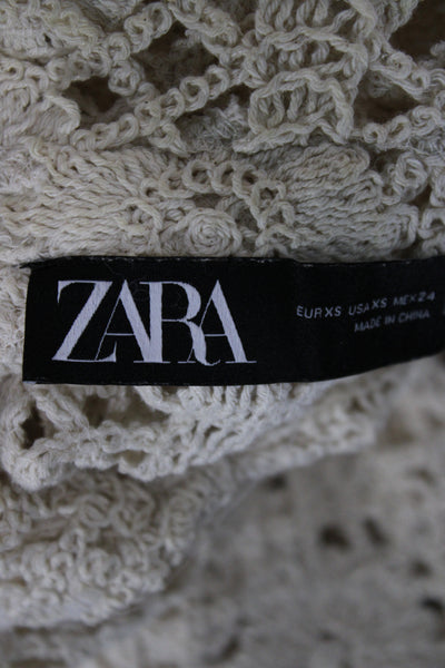 Zara Womens Beige Collared Button Long Sleeve Jacket Bohemian Size XS