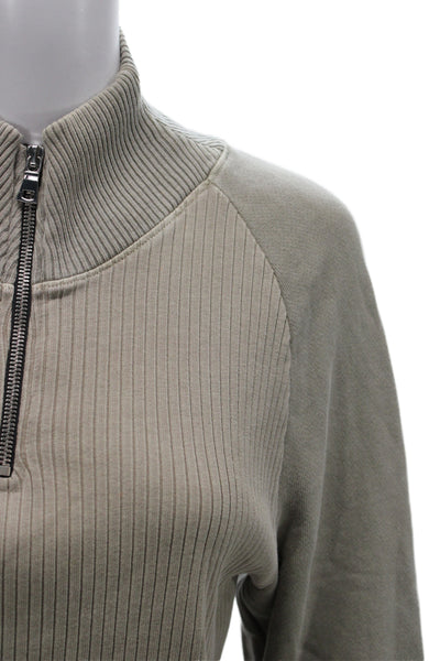 Cotton Citizen Womens Gray Mock Neck Zip Pullover Sweatshirt Long Sleeve Size S