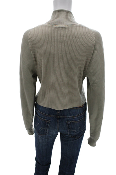 Cotton Citizen Womens Gray Mock Neck Zip Pullover Sweatshirt Long Sleeve Size S