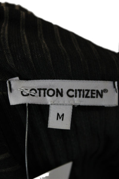 Cotton Citizen Women Beige Striped Collared Polo Long Sleeve Basic Size M