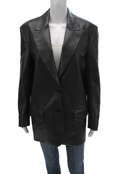 Zara Women Biker Blazer Black Button Collared Long Sleeve Size XS