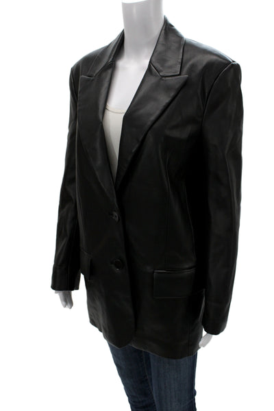 Zara Women Biker Blazer Black Button Collared Long Sleeve Size XS