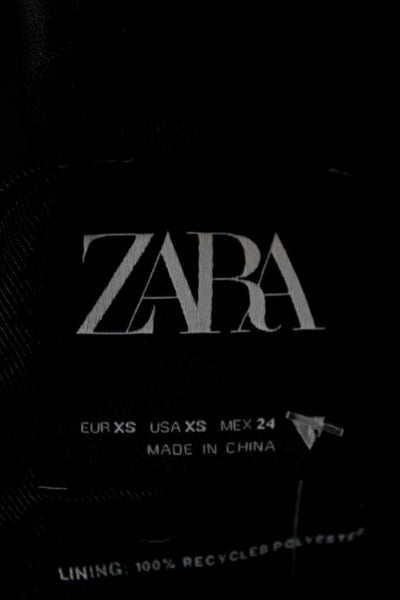 Zara Women Biker Blazer Black Button Collared Long Sleeve Size XS