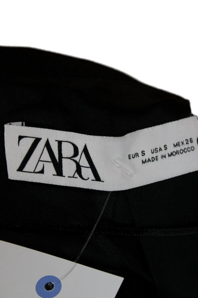 Zara Women Black V-Neck Sleeveless Button Vest Cotton Polyester Size S