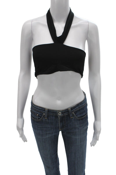 Indah Body Womens Cropped Black Tank Modal Spandex Beach Size 2