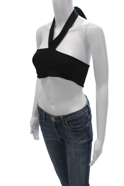 Indah Body Womens Cropped Black Tank Modal Spandex Beach Size 2