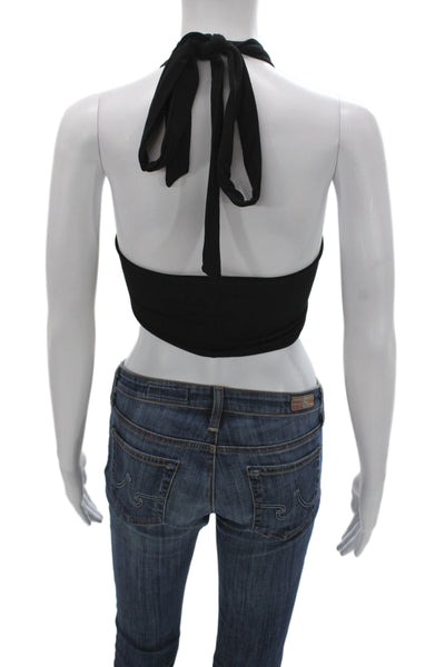 Indah Body Womens Cropped Black Tank Modal Spandex Beach Size 2