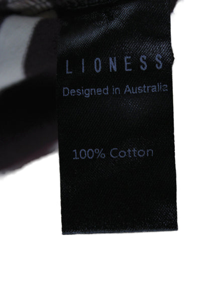 Lioness Unisex Striped Collared Cotton Polo Brown Button Long Sleeve Size XS